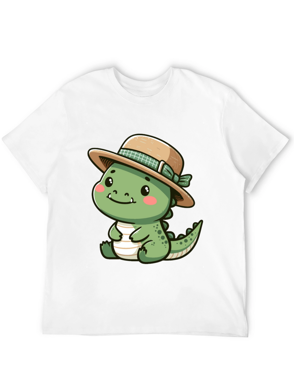 Cute Dino with Hat - Black T-Shirt