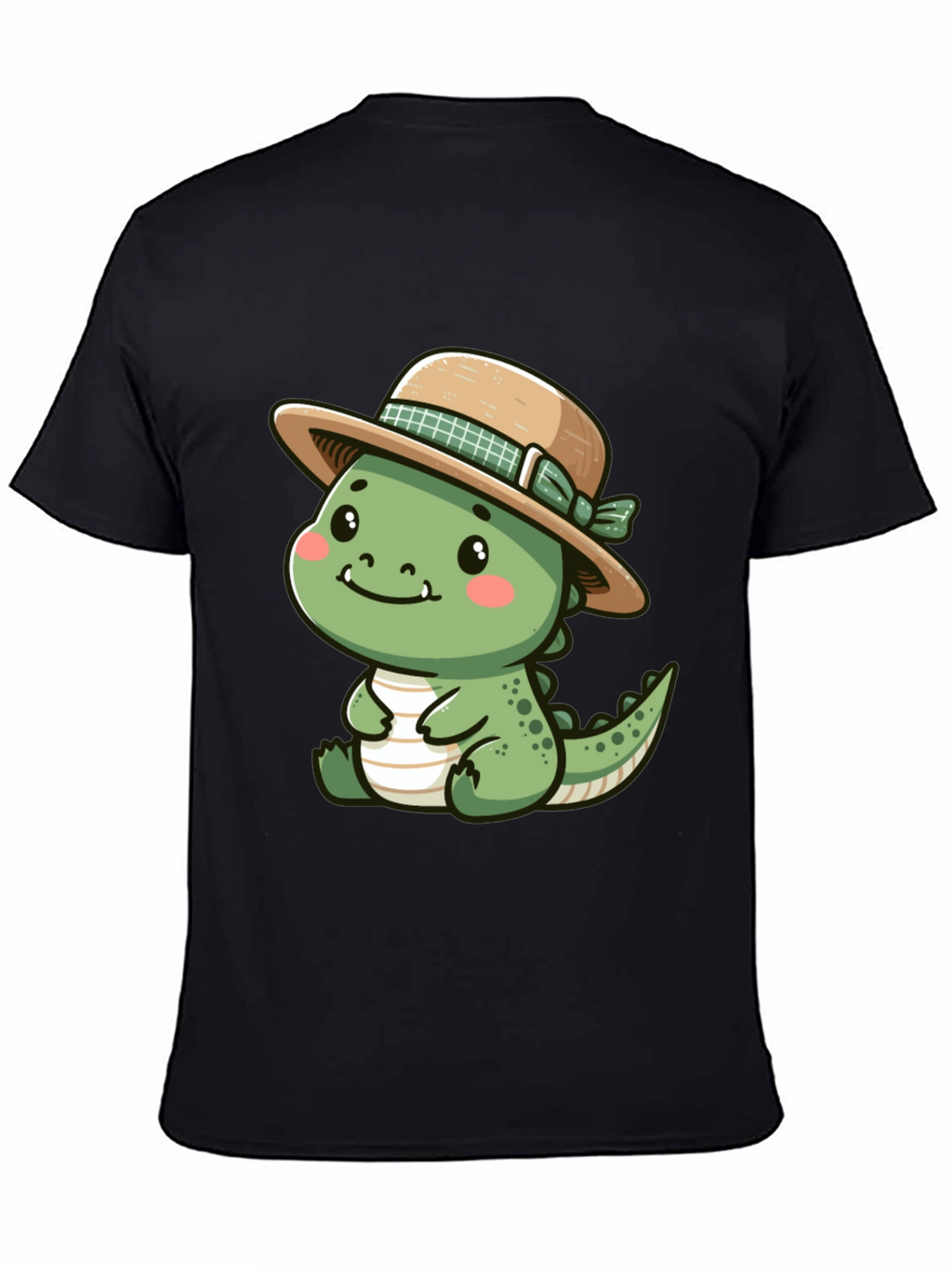 Cute Dino with Hat - Black T-Shirt