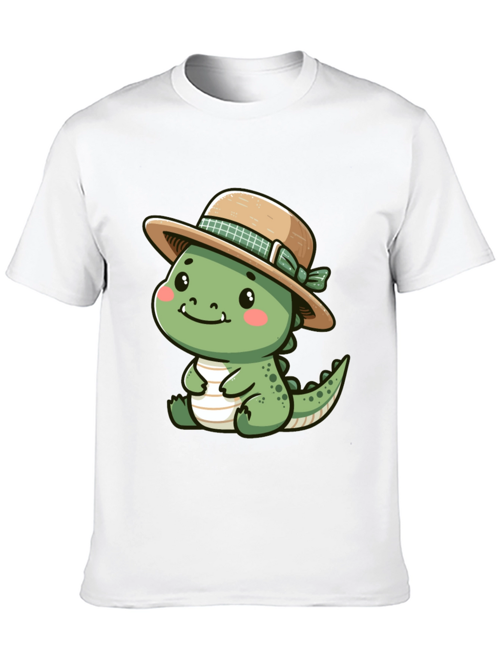 Cute Dino with Hat - Black T-Shirt