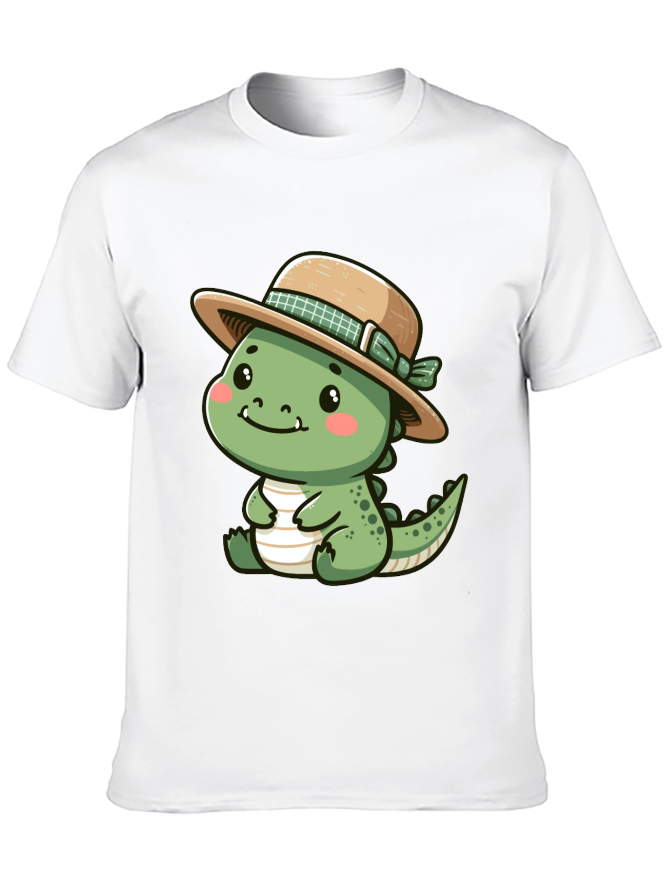 Cute Dino with Hat - Black T-Shirt