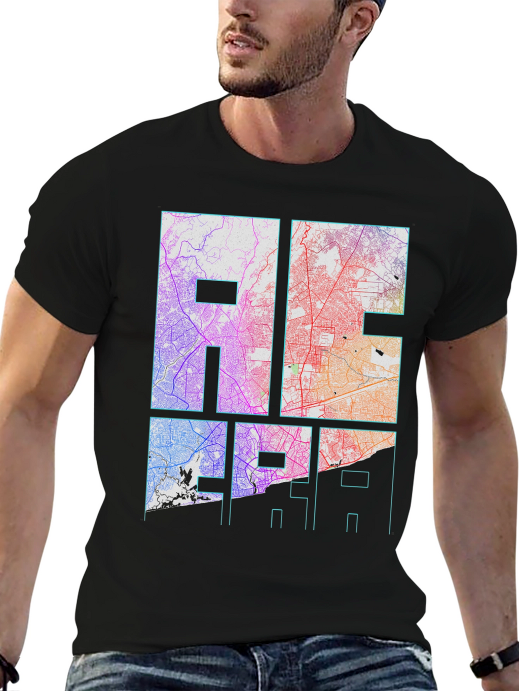 City Map Graphic Tee - Black Unisex T-Shirt