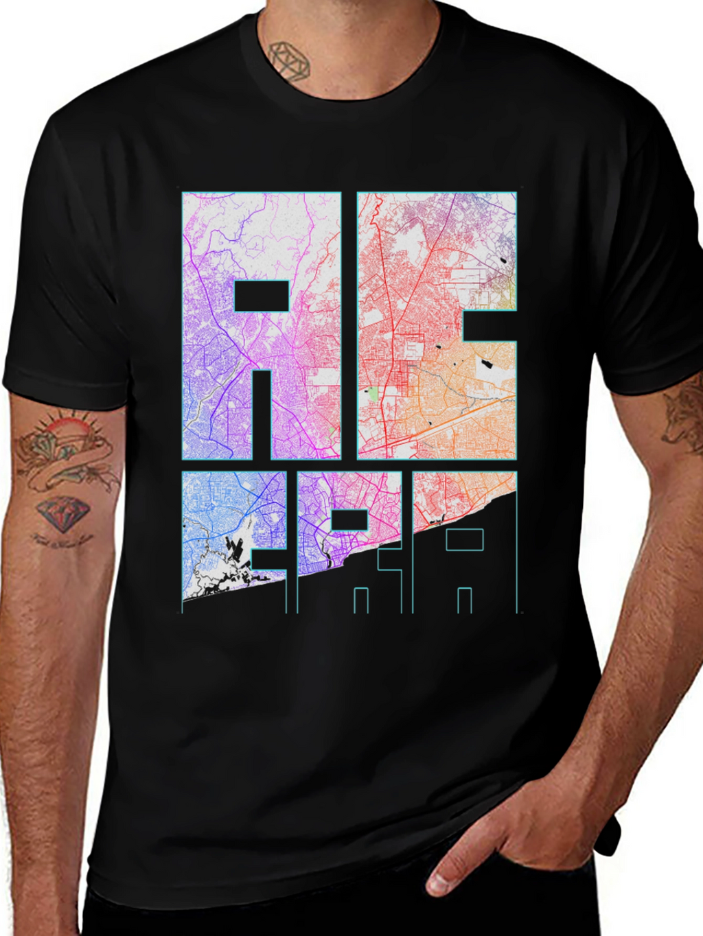 City Map Graphic Tee - Black Unisex T-Shirt