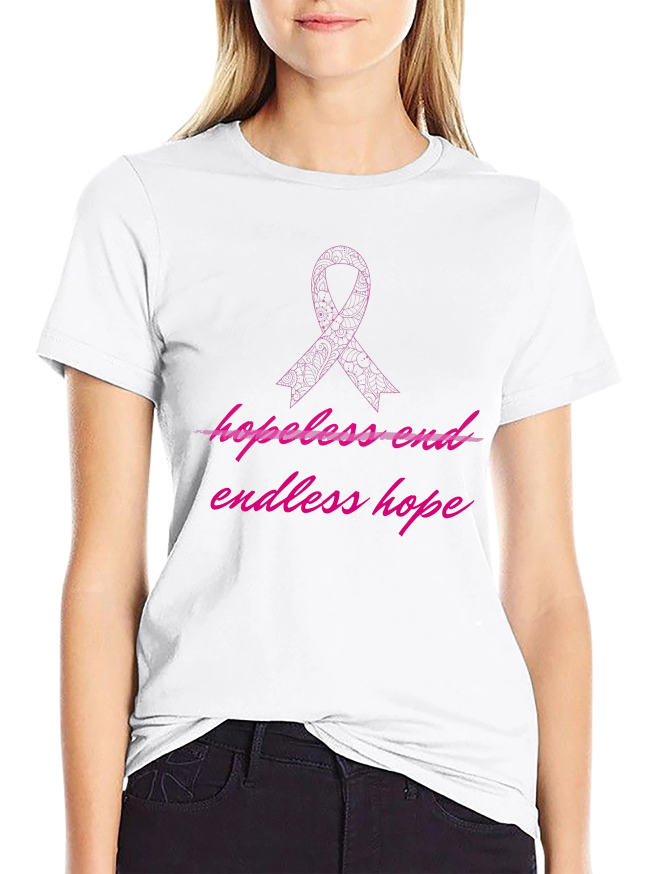 Endless Hope Ribbon Graphic Tee - Black