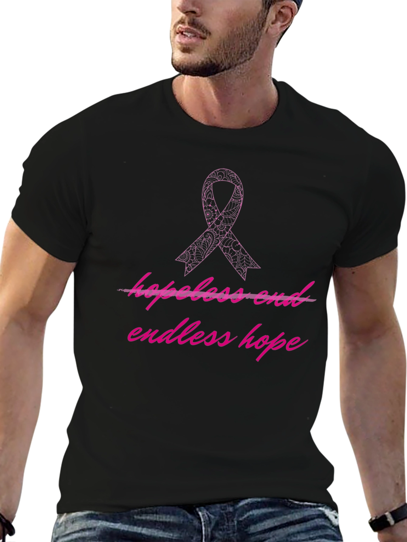 Endless Hope Ribbon Graphic Tee - Black