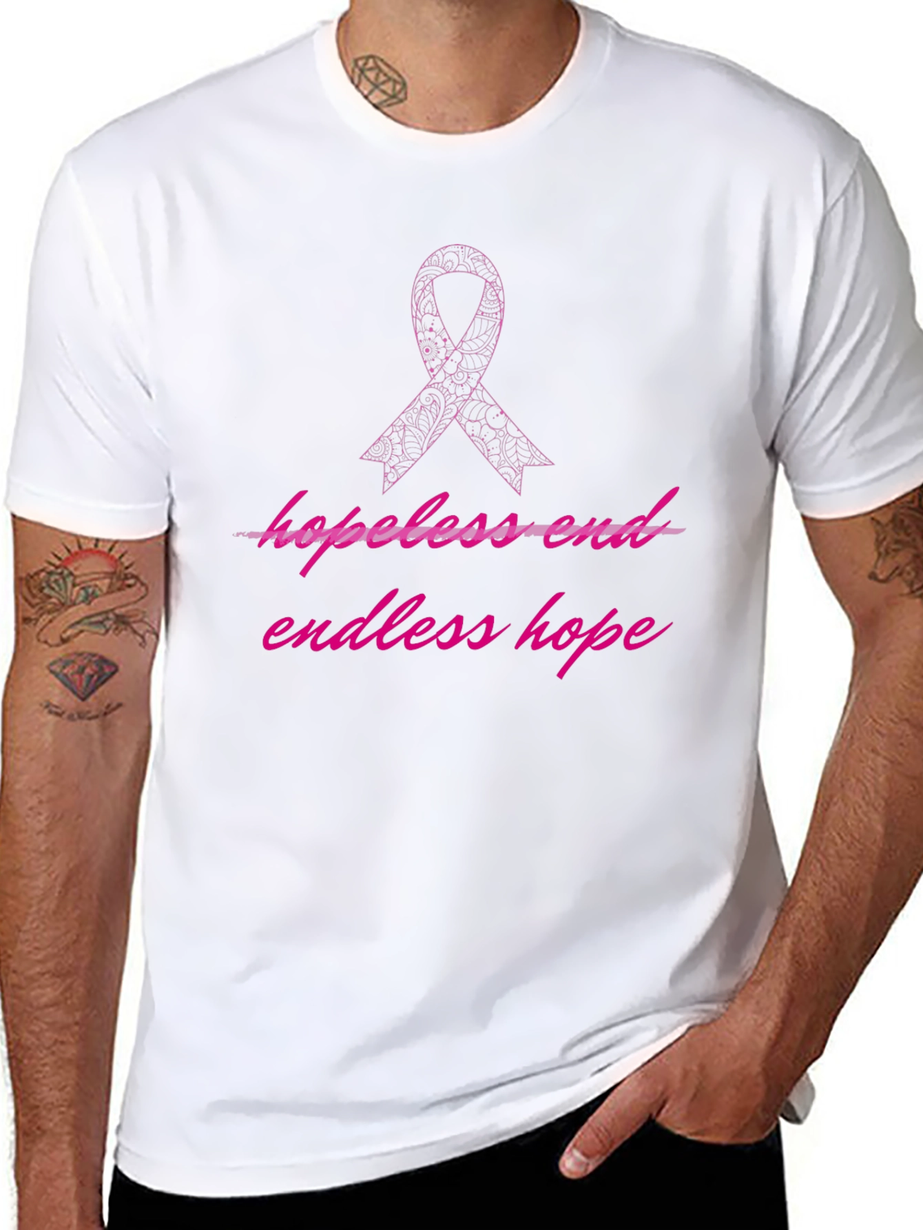 Endless Hope Ribbon Graphic Tee - Black