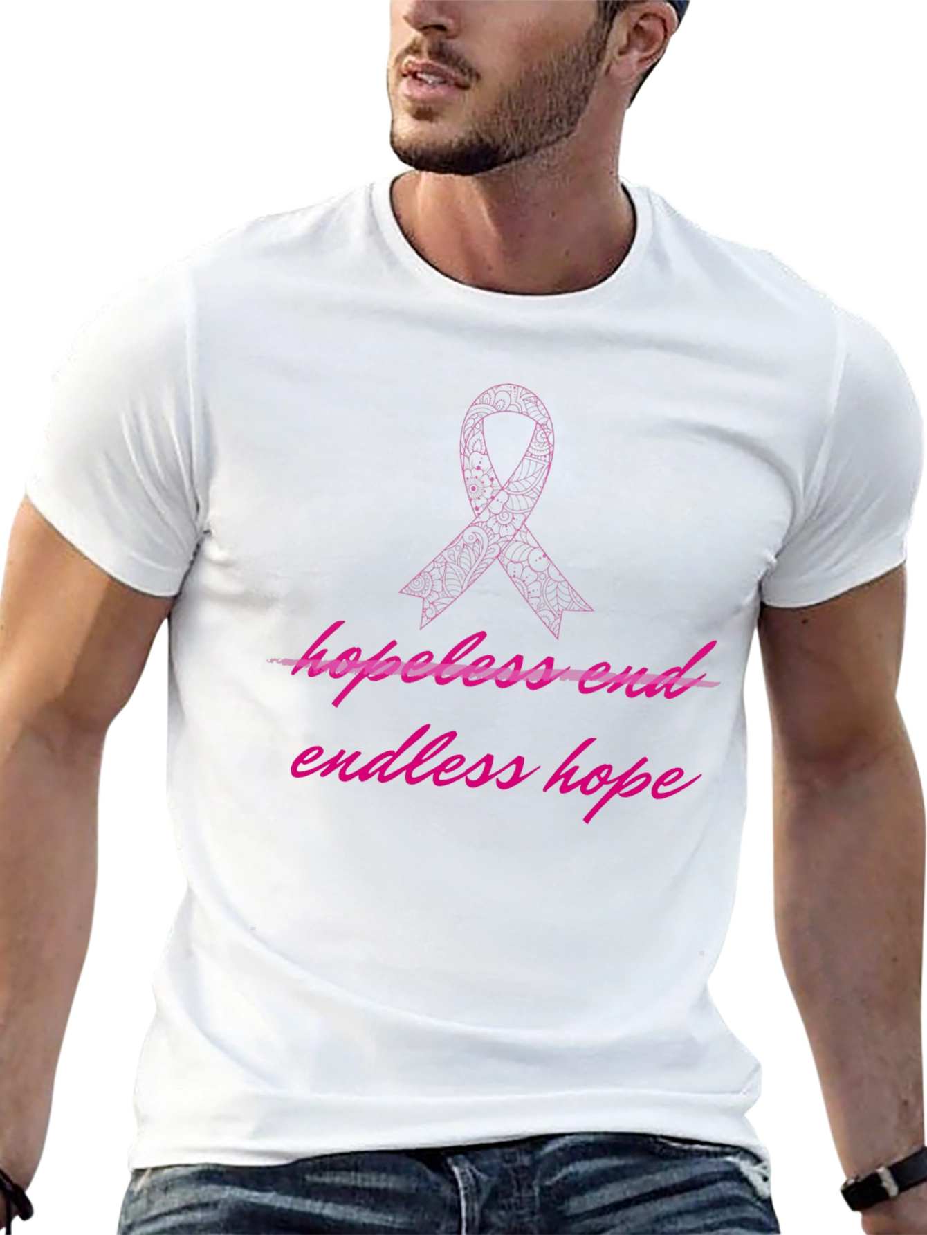 Endless Hope Ribbon Graphic Tee - Black