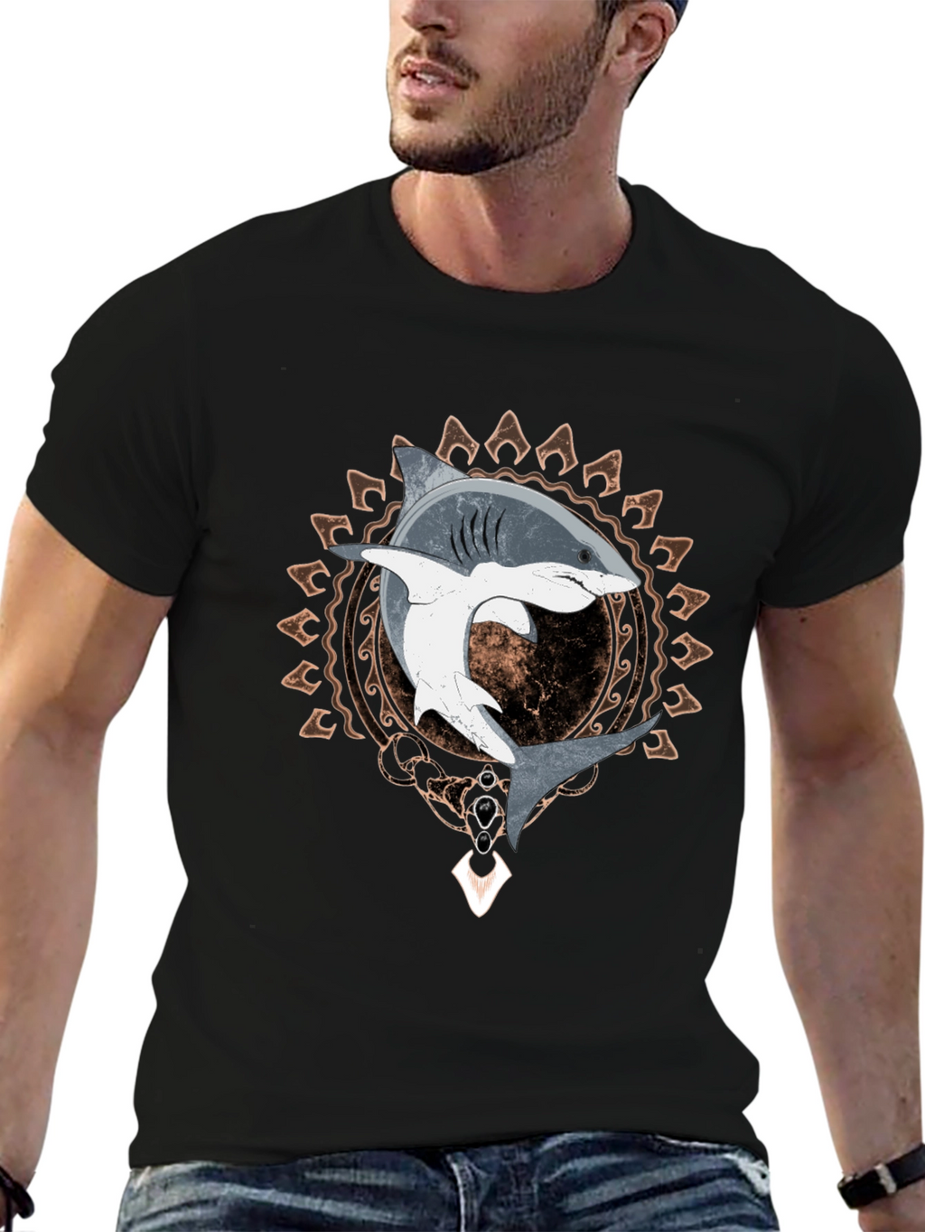 Shark Graphic Tee - Mens Black T-Shirt