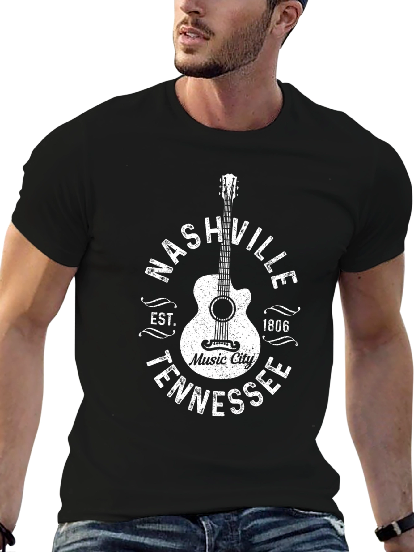 Nashville Tennessee Music City Guitar T-Shirt