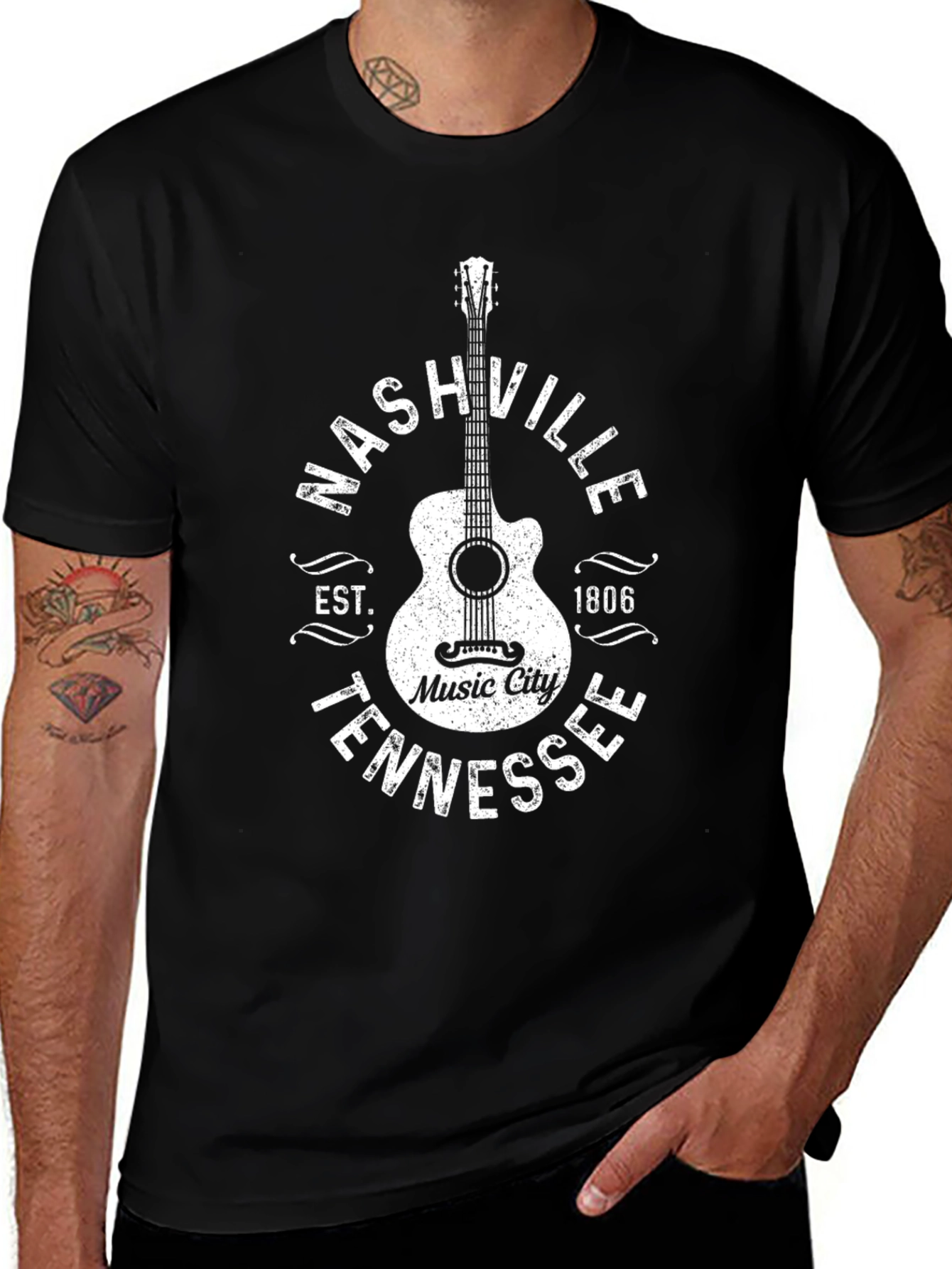 Nashville Tennessee Music City Guitar T-Shirt