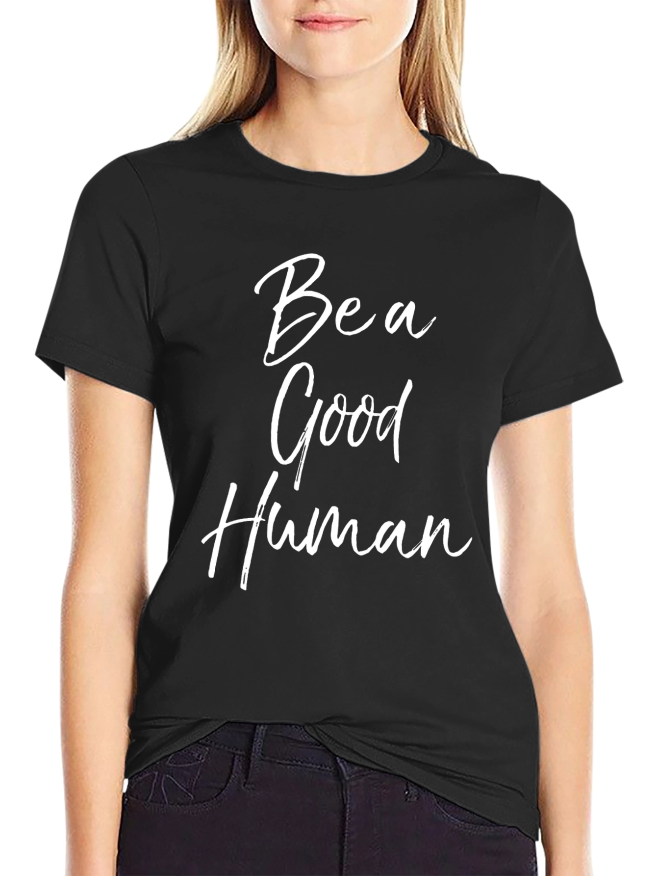 Be a Good Human Graphic Tee - Black Cotton Blend