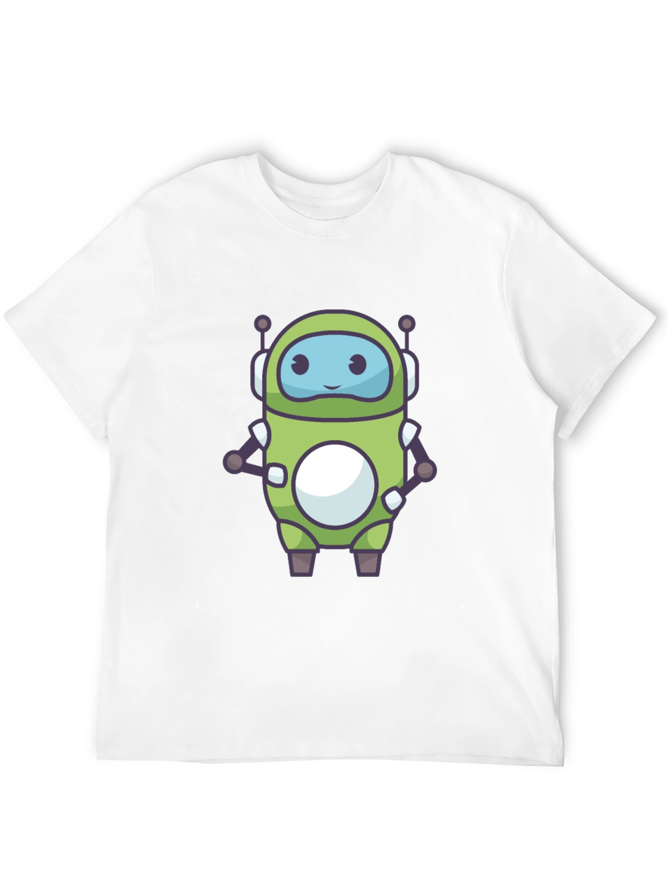 Green Robot Graphic Tee - Fun Tech Style