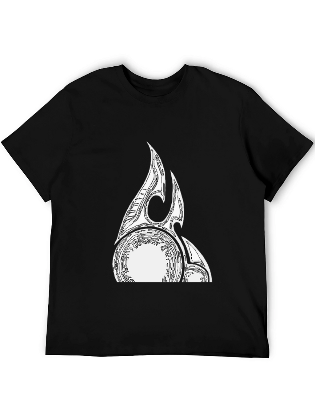 Black Graphic Tee with Abstract White Design