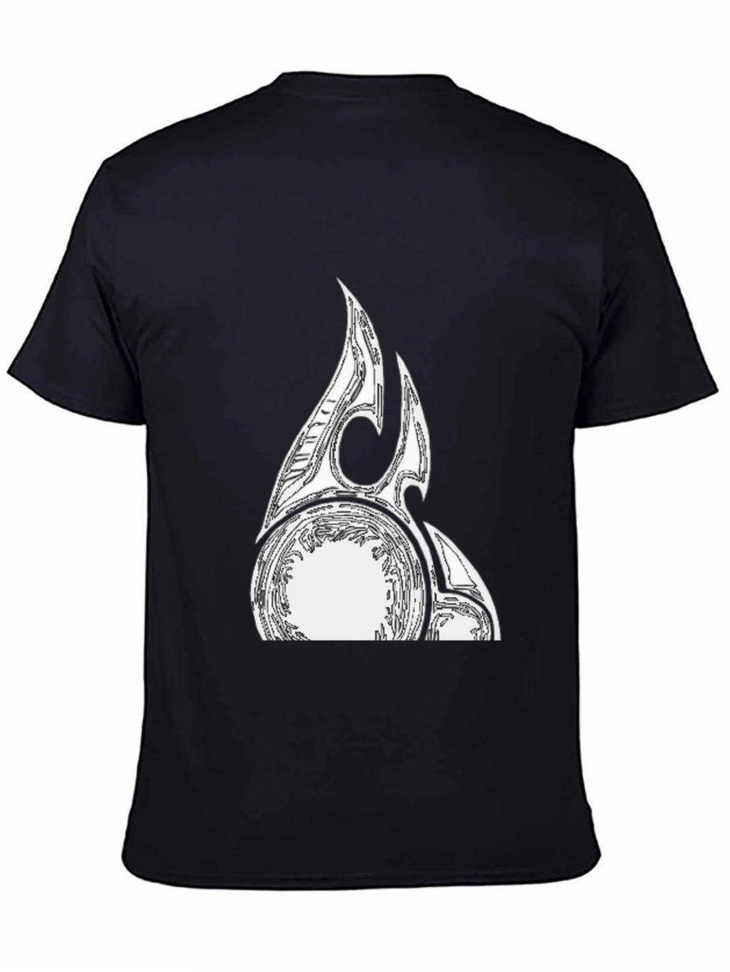 Black Graphic Tee with Abstract White Design