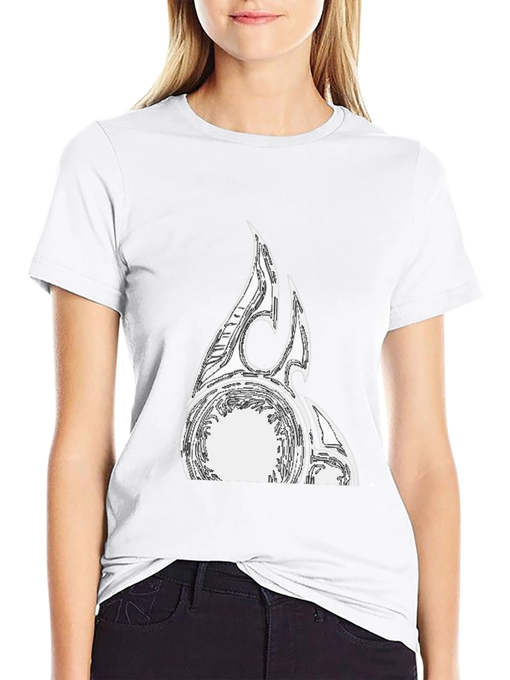 Black Graphic Tee with Abstract White Design