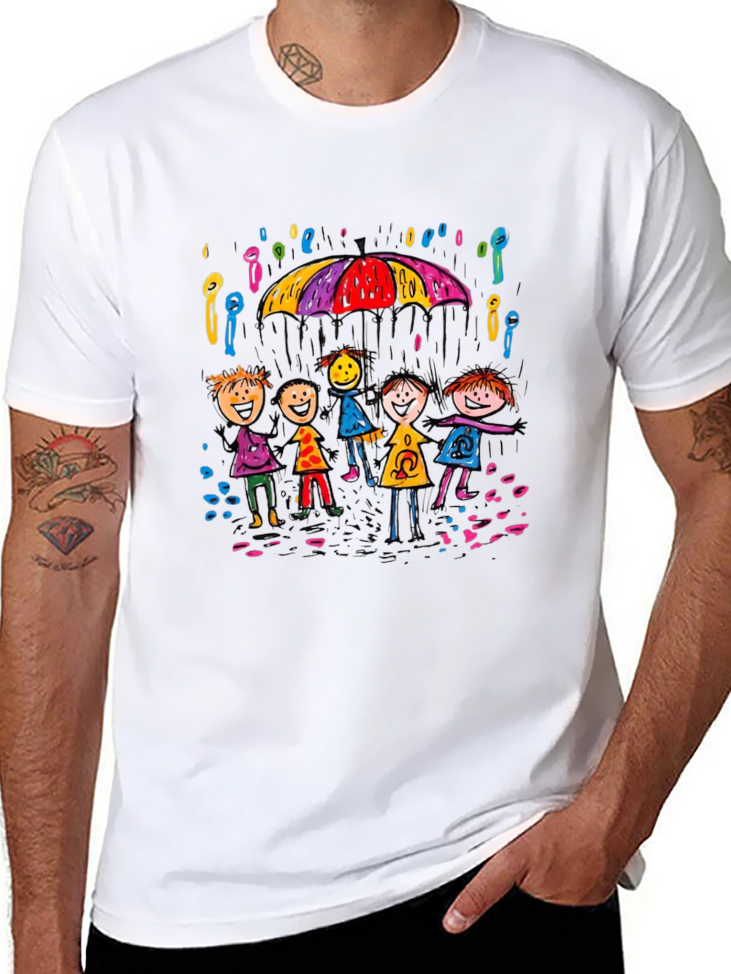 Rainy Day Kids T-Shirt - Black Crew Neck