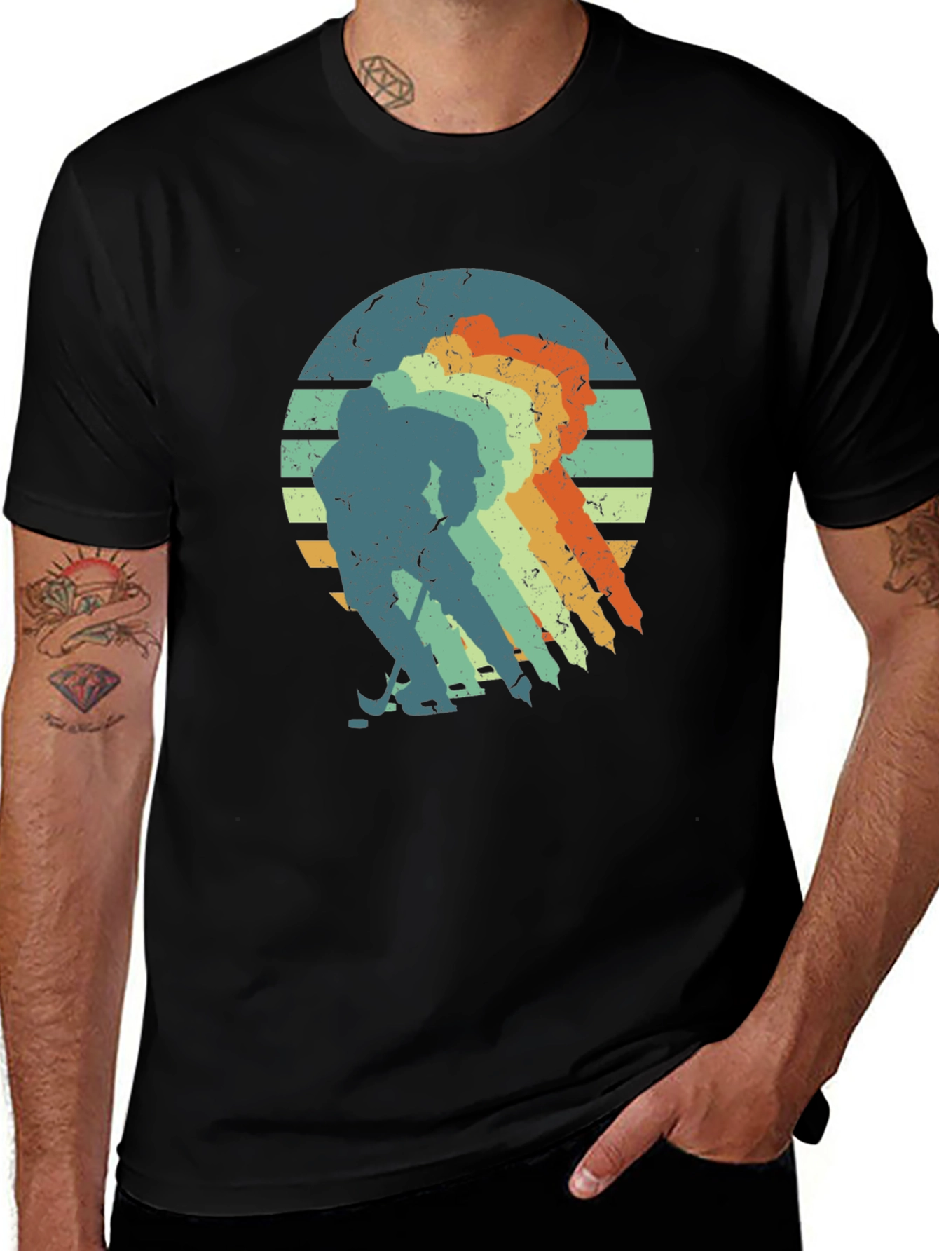 Retro Hockey Player T-Shirt - Vintage Style Tee