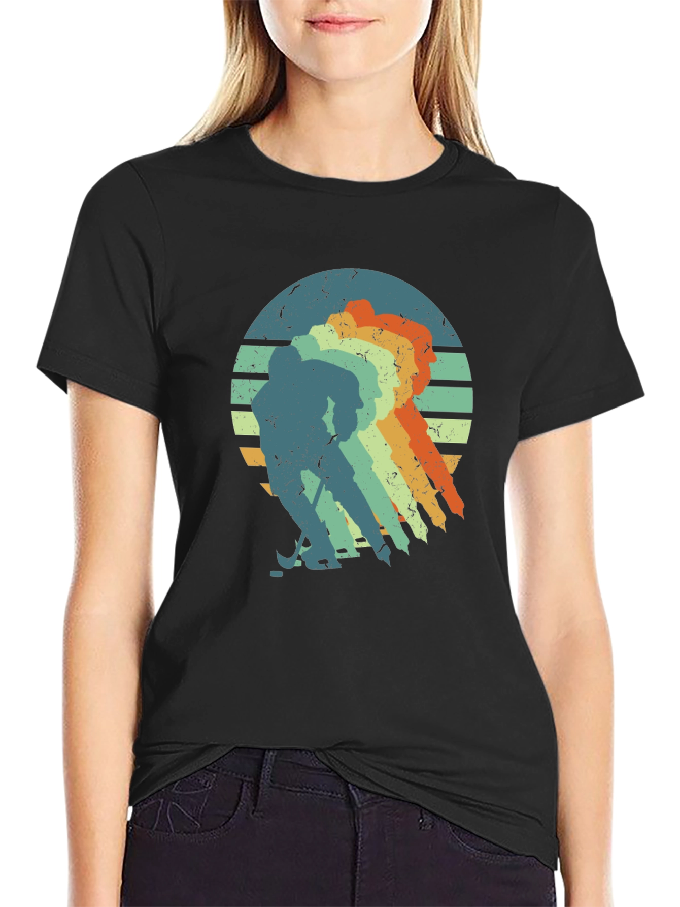 Retro Hockey Player T-Shirt - Vintage Style Tee