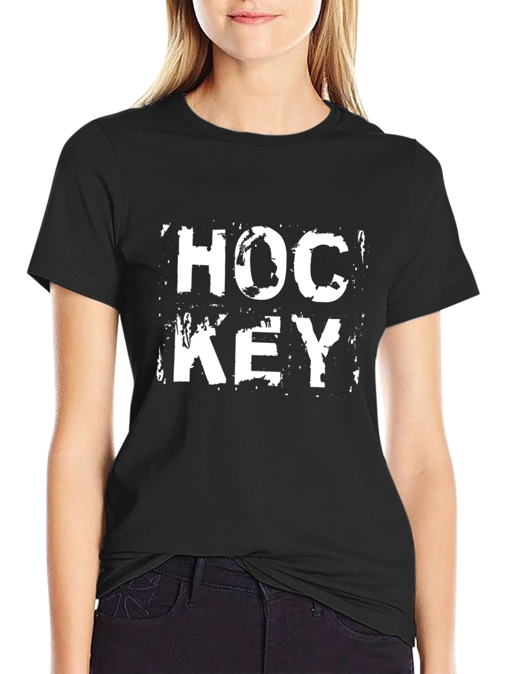 Hockey Graphic Print Black T-Shirt