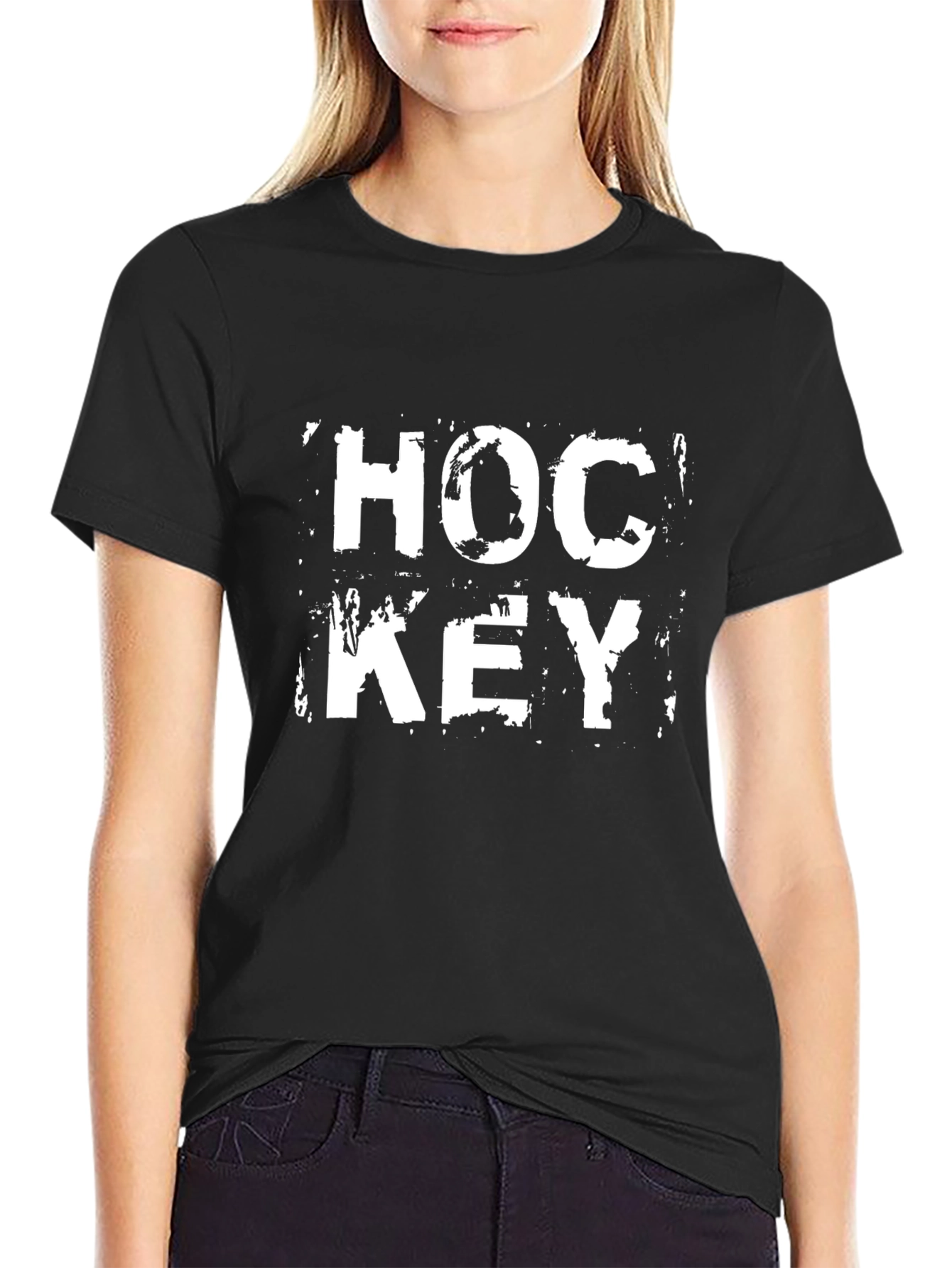 Hockey Graphic Print Black T-Shirt