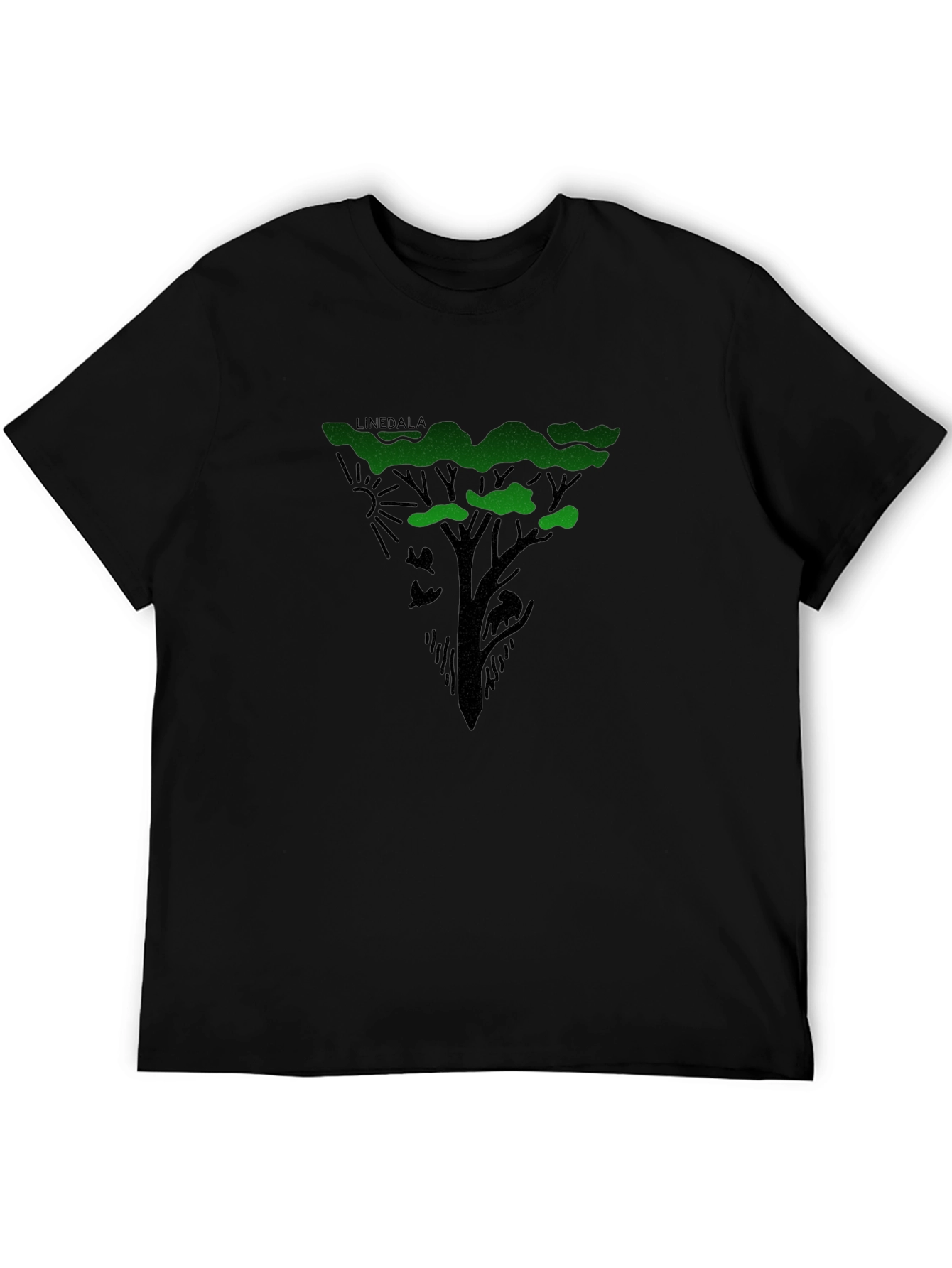 Linedala Tree Graphic Tee - Nature Inspired Mens Black T-Shirt