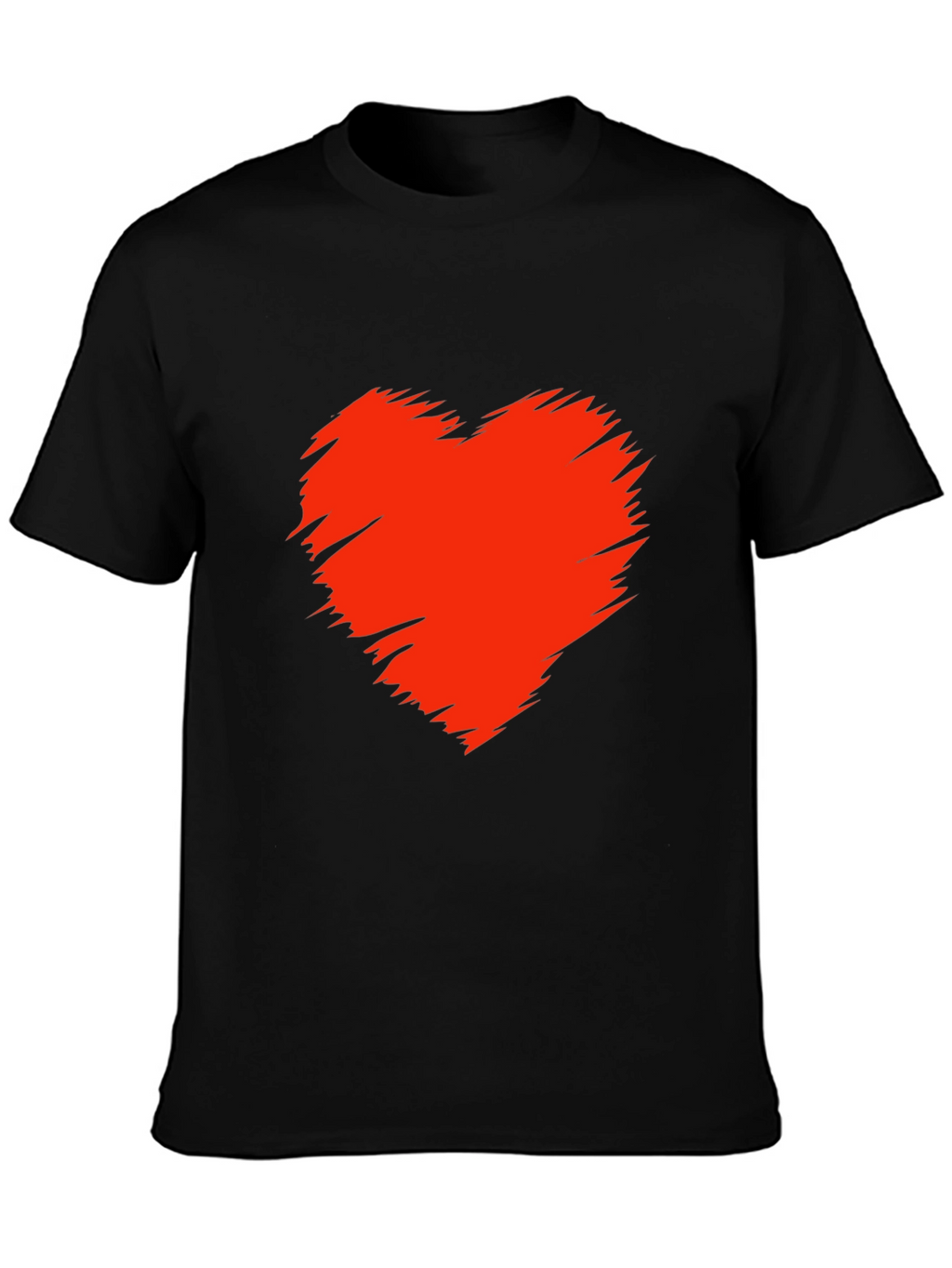 Mens Black T-Shirt with Red Heart Graphic