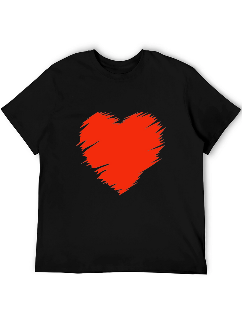 Mens Black T-Shirt with Red Heart Graphic