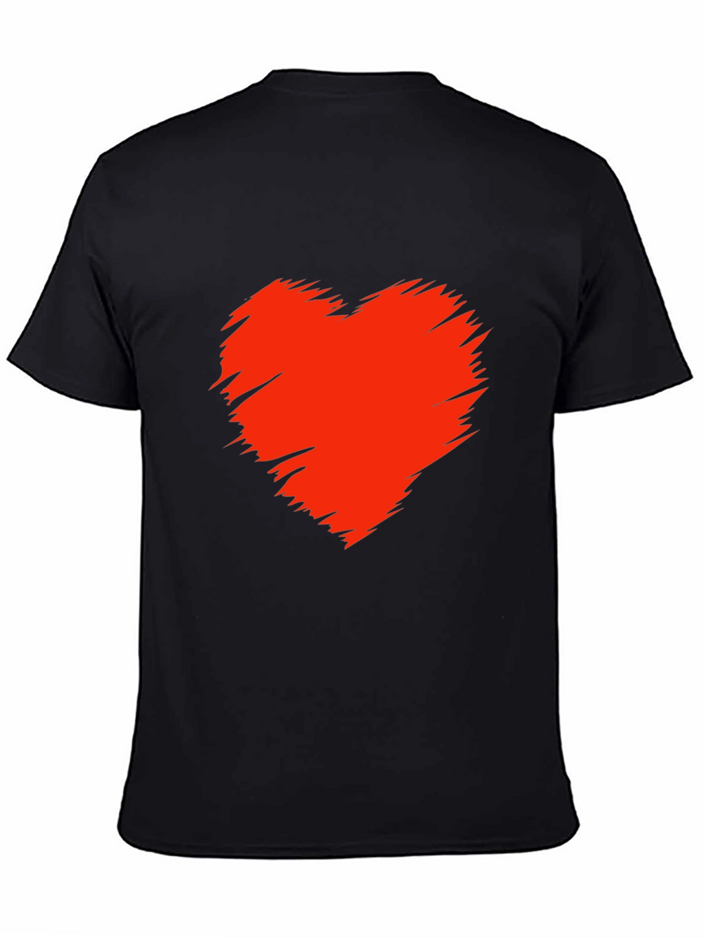 Mens Black T-Shirt with Red Heart Graphic