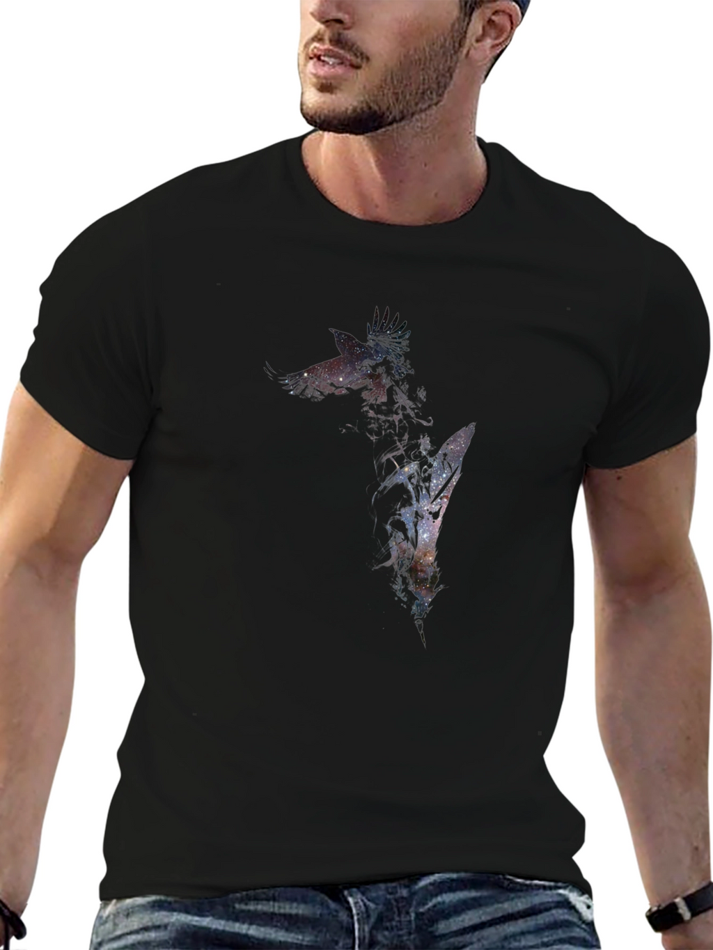 Galaxy Giraffe Graphic Tee - Mens Black T-Shirt