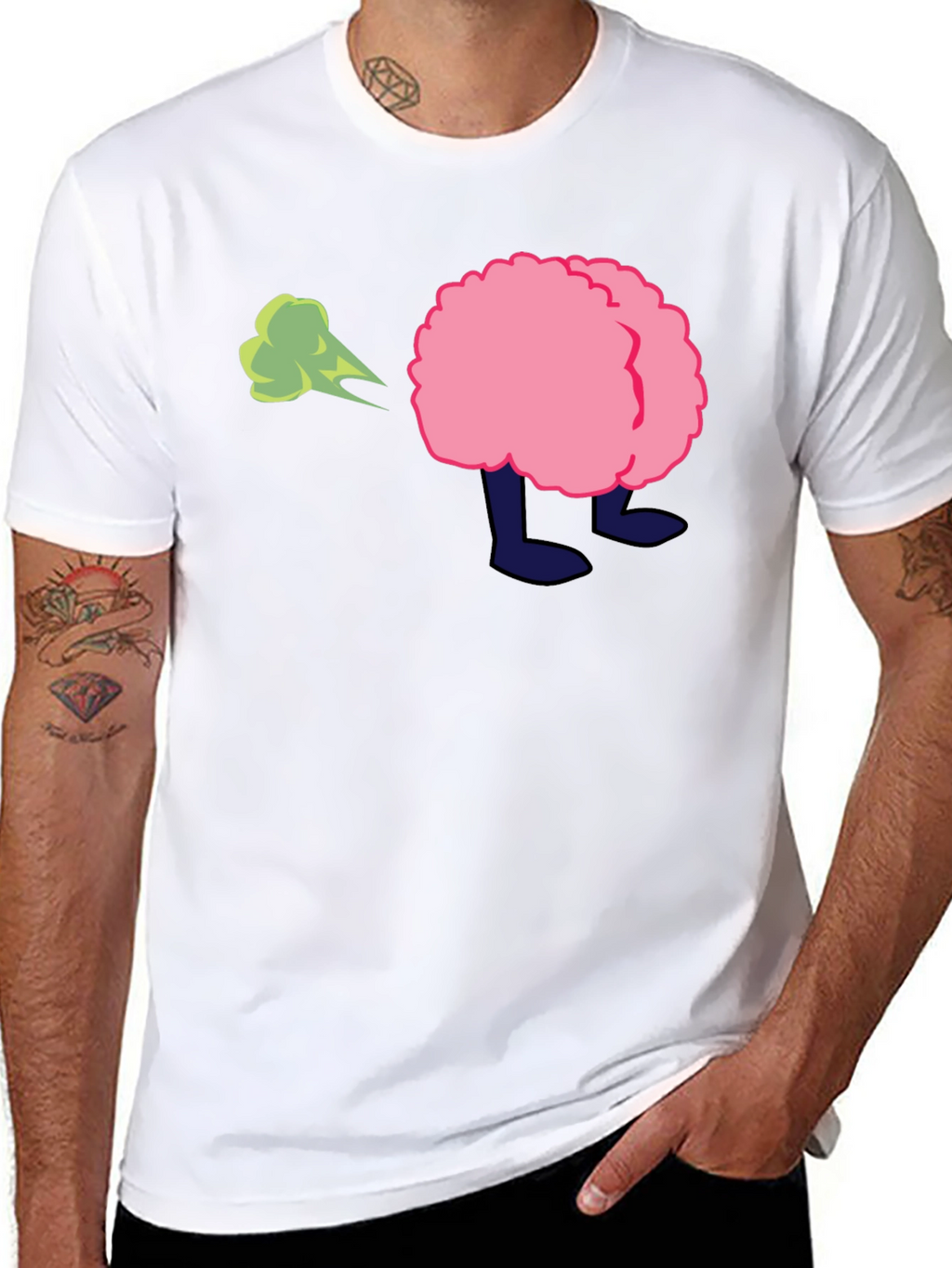 Cartoon Butt Fart Black T-Shirt