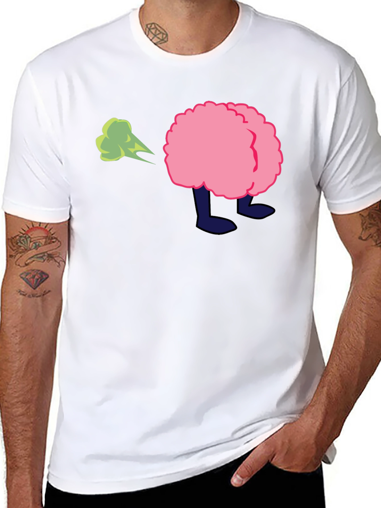 Cartoon Butt Fart Black T-Shirt