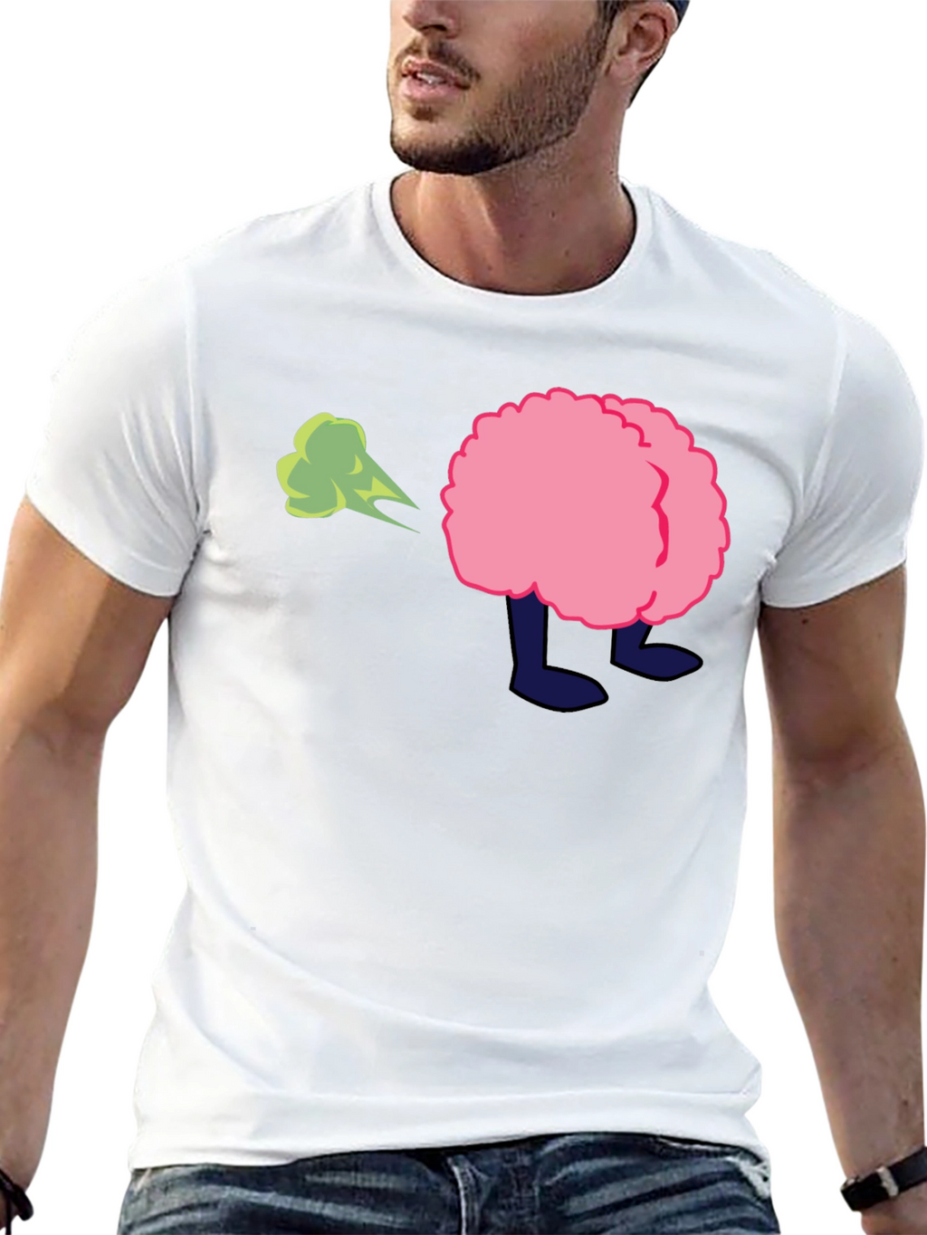 Cartoon Butt Fart Black T-Shirt