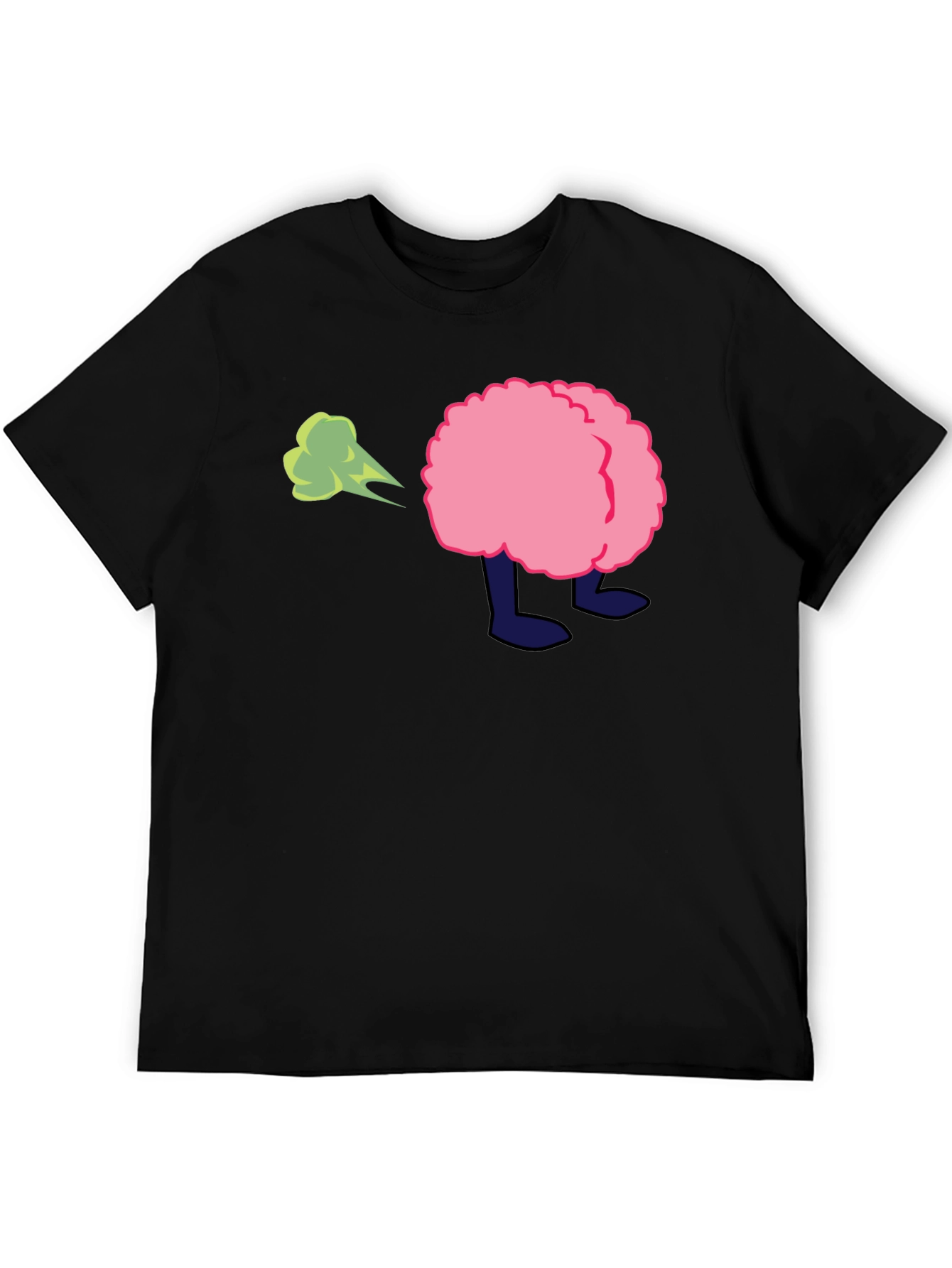 Cartoon Butt Fart Black T-Shirt