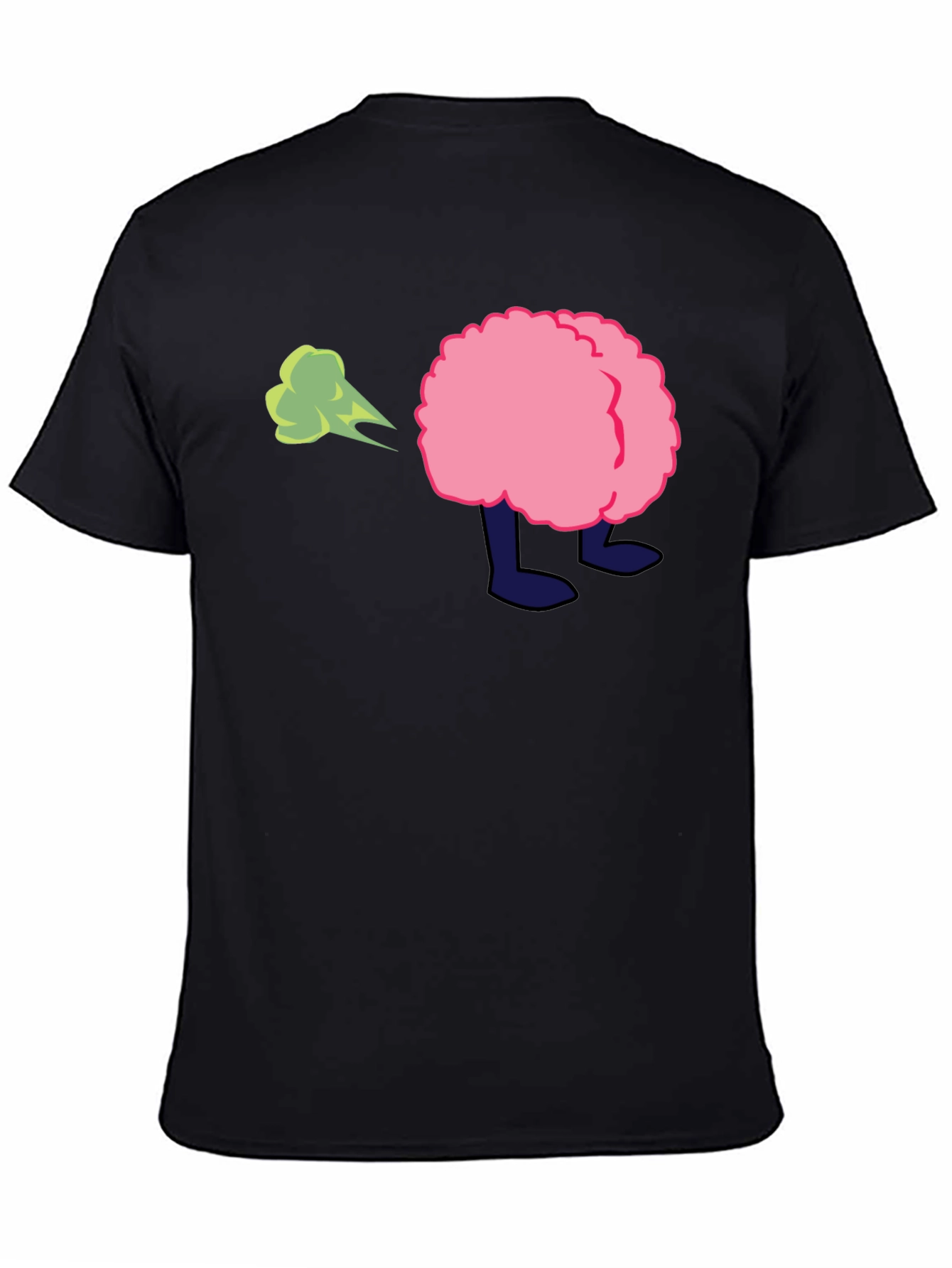 Cartoon Butt Fart Black T-Shirt