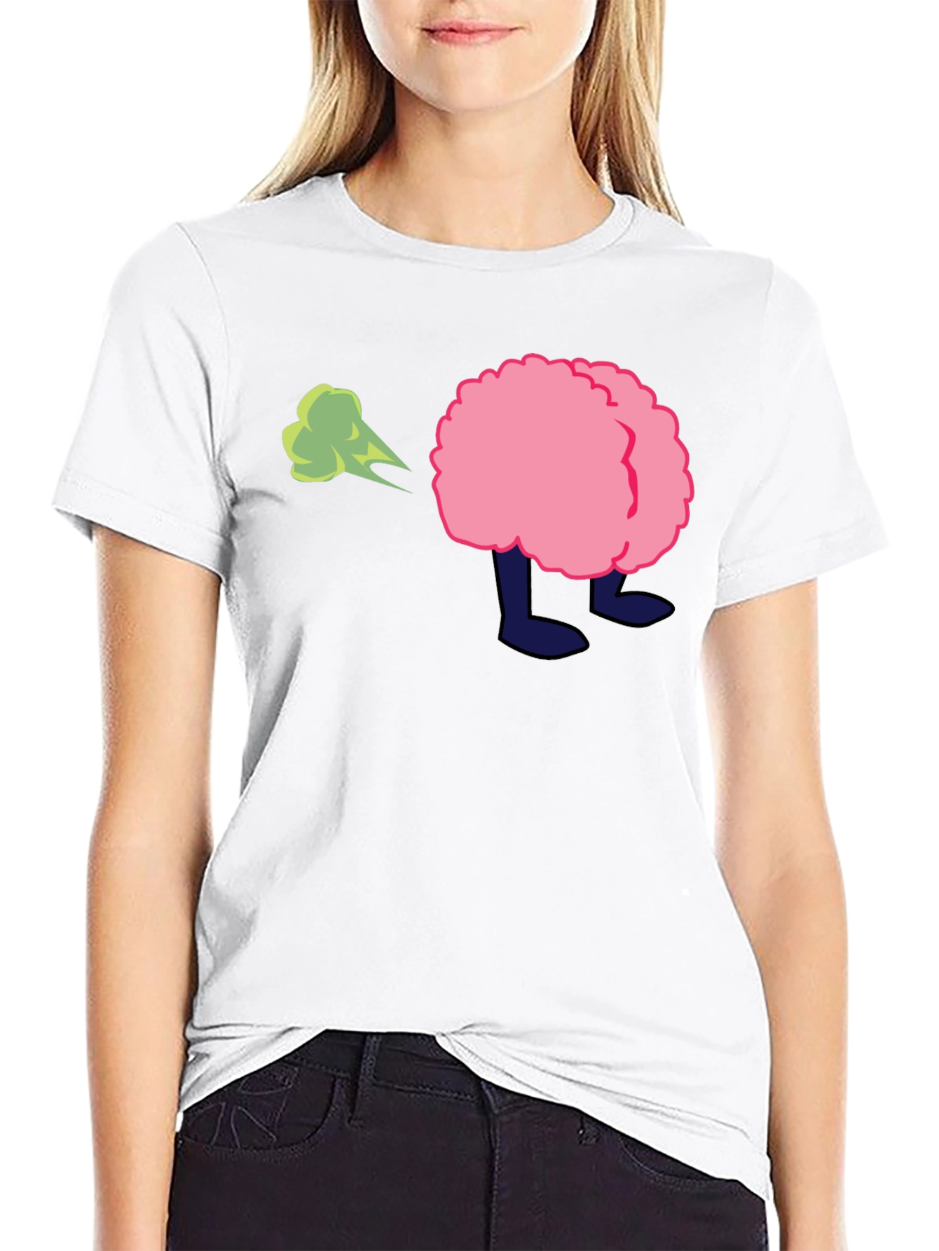 Cartoon Butt Fart Black T-Shirt