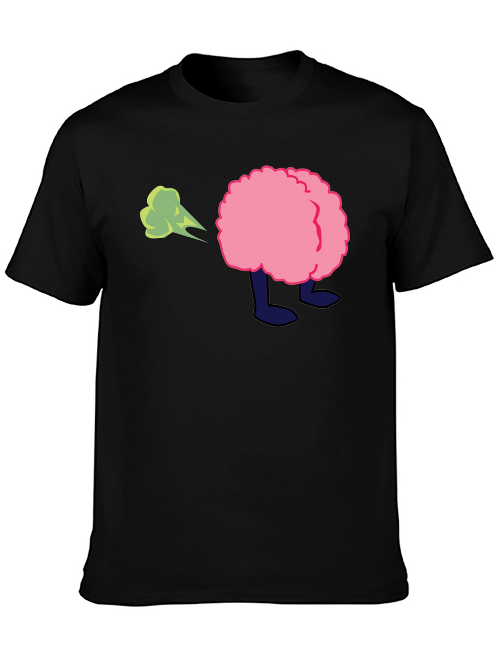 Cartoon Butt Fart Black T-Shirt