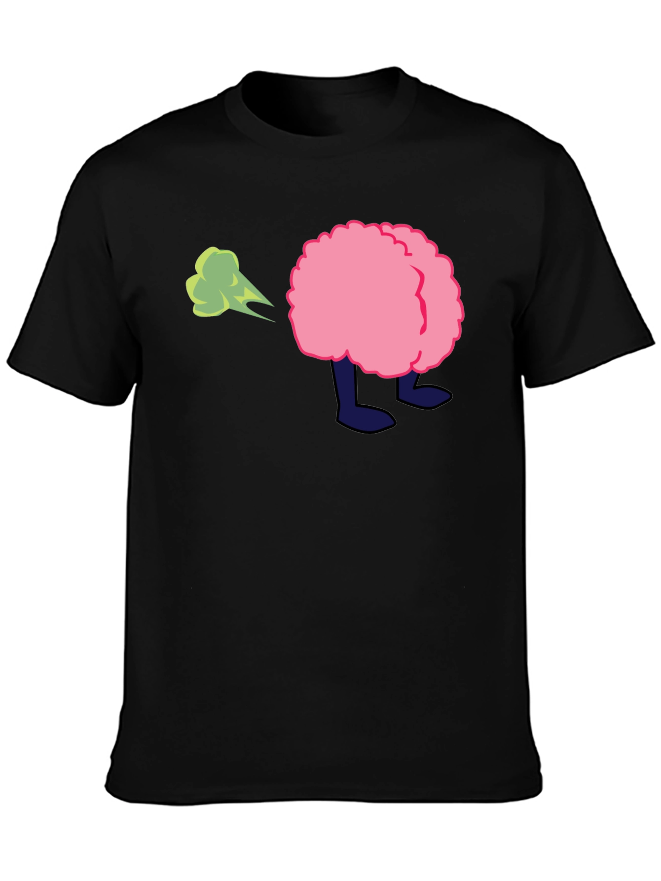 Cartoon Butt Fart Black T-Shirt