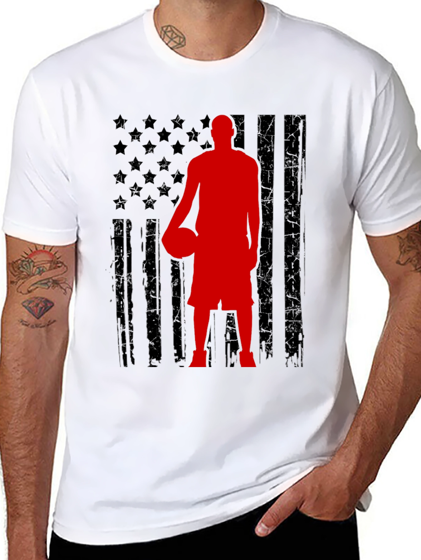 Basketball USA Flag Graphic T-Shirt
