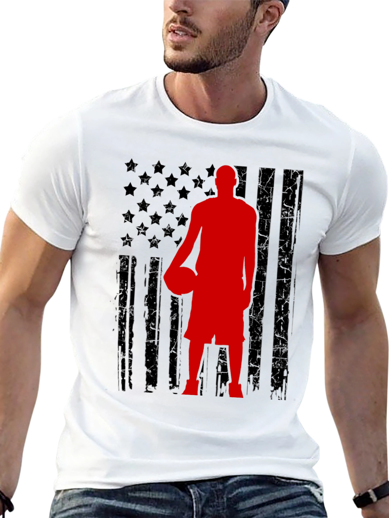 Basketball USA Flag Graphic T-Shirt
