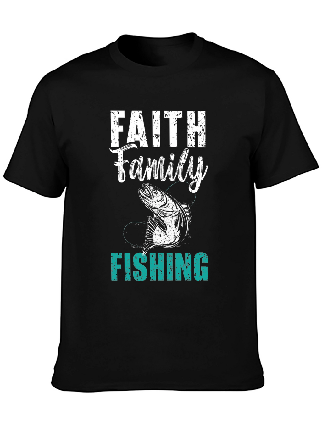Faith Family Fishing Mens Black T-Shirt