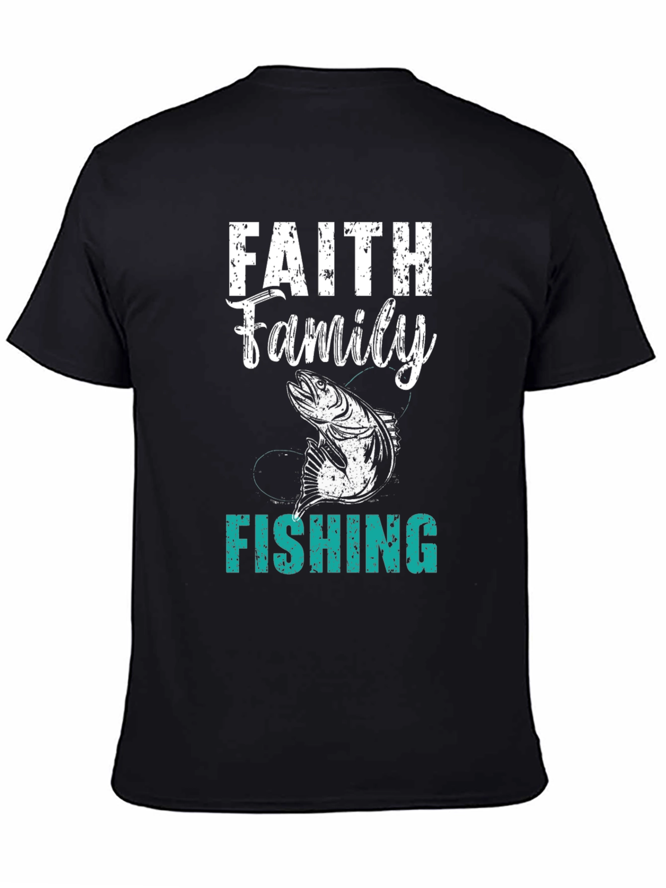 Faith Family Fishing Mens Black T-Shirt