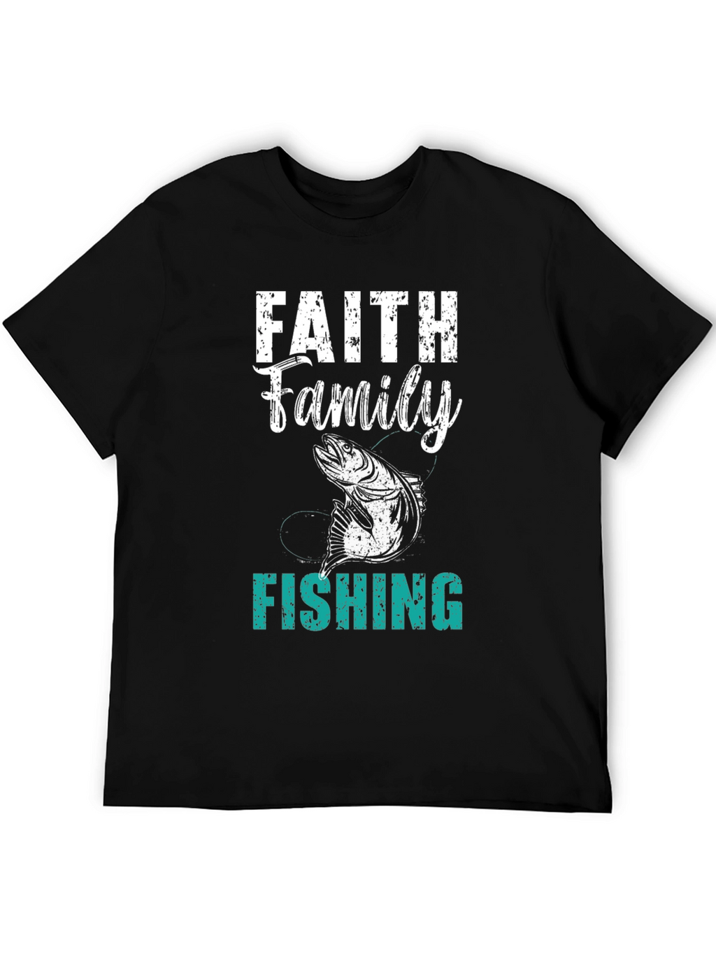 Faith Family Fishing Mens Black T-Shirt