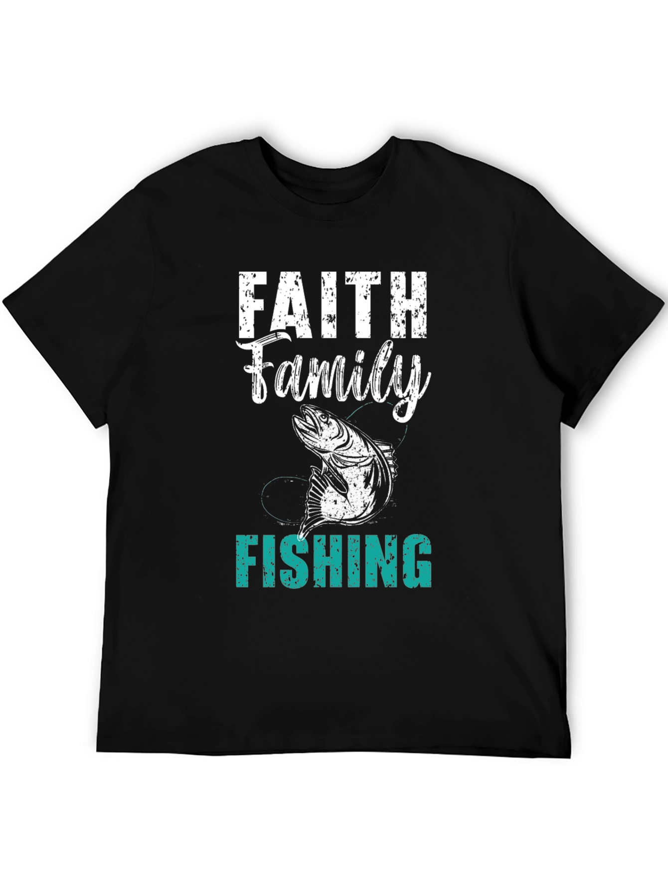 Faith Family Fishing Mens Black T-Shirt