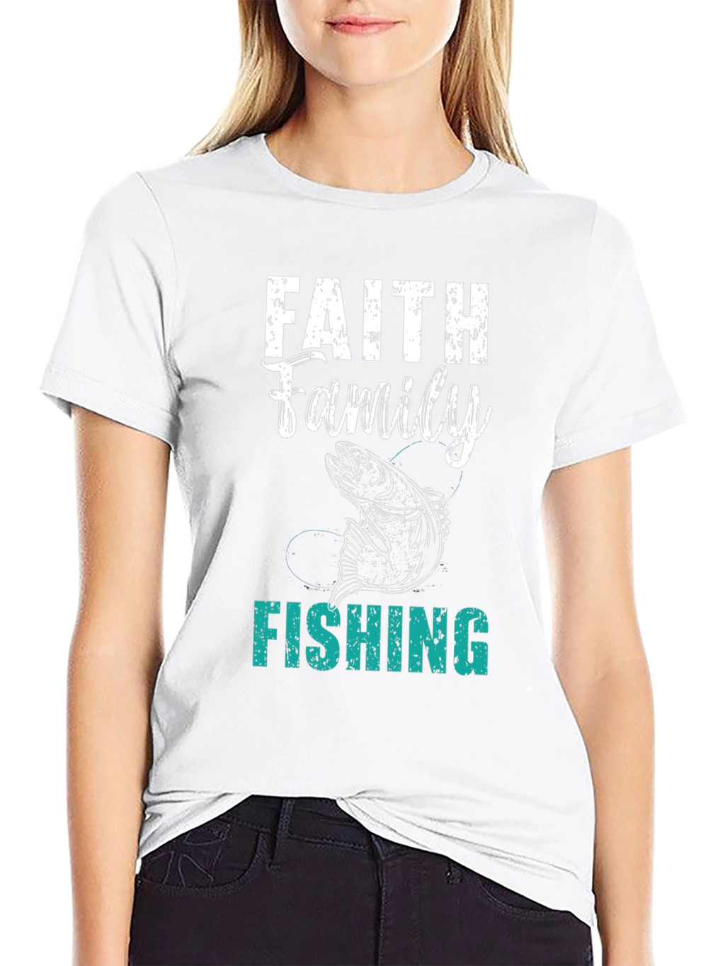 Faith Family Fishing Mens Black T-Shirt