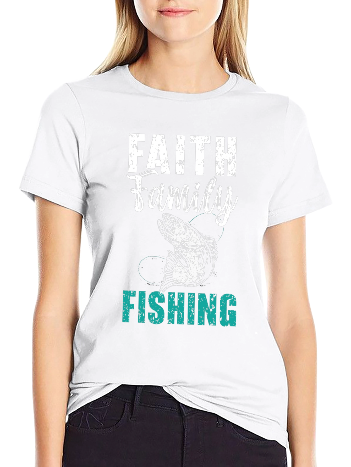 Faith Family Fishing Mens Black T-Shirt