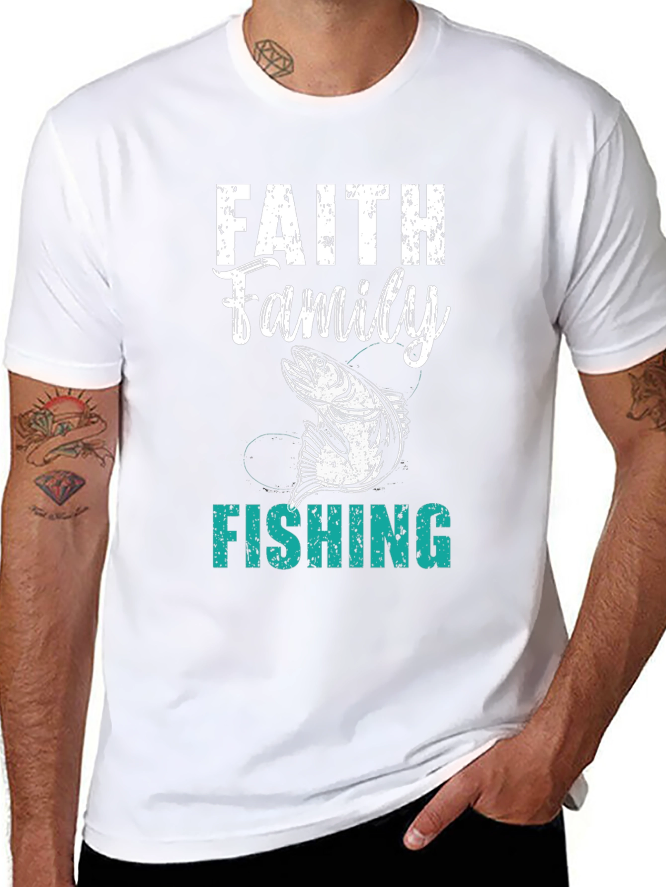 Faith Family Fishing Mens Black T-Shirt