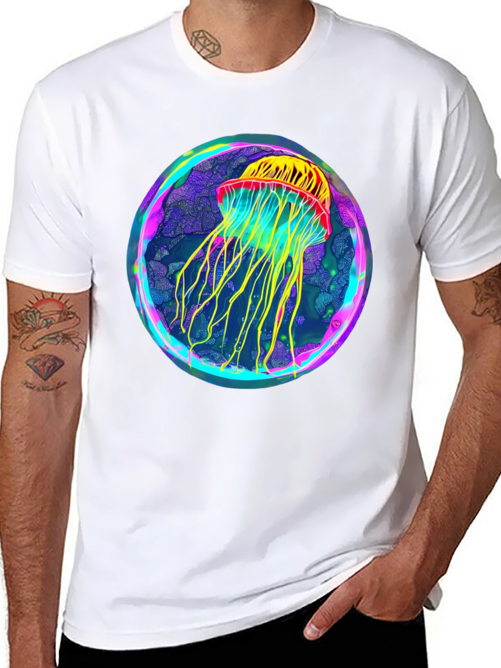Neon Jellyfish Graphic Black Tee