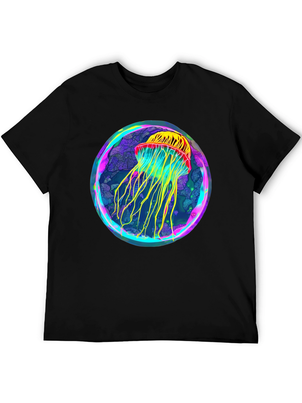 Neon Jellyfish Graphic Black Tee
