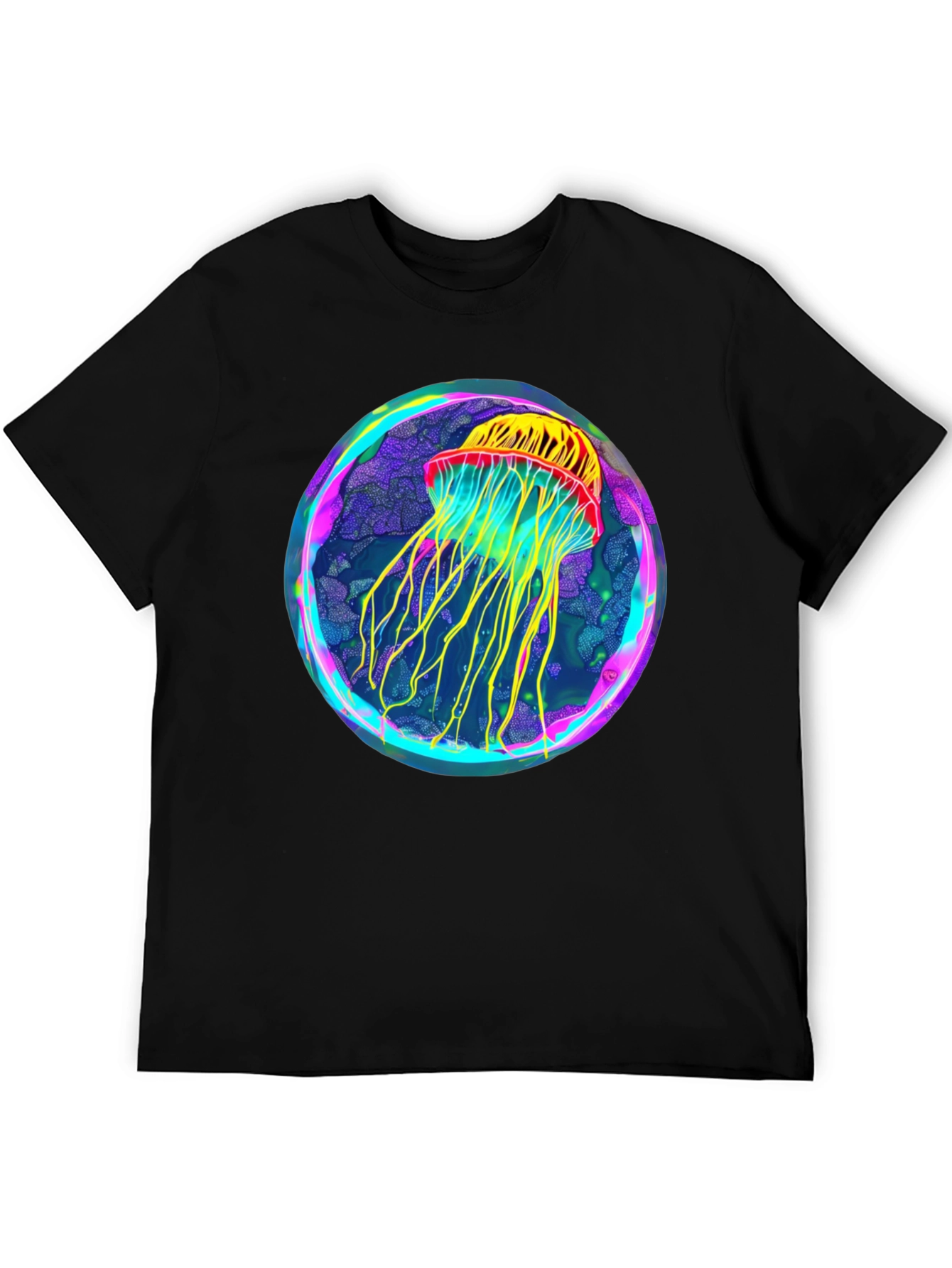 Neon Jellyfish Graphic Black Tee