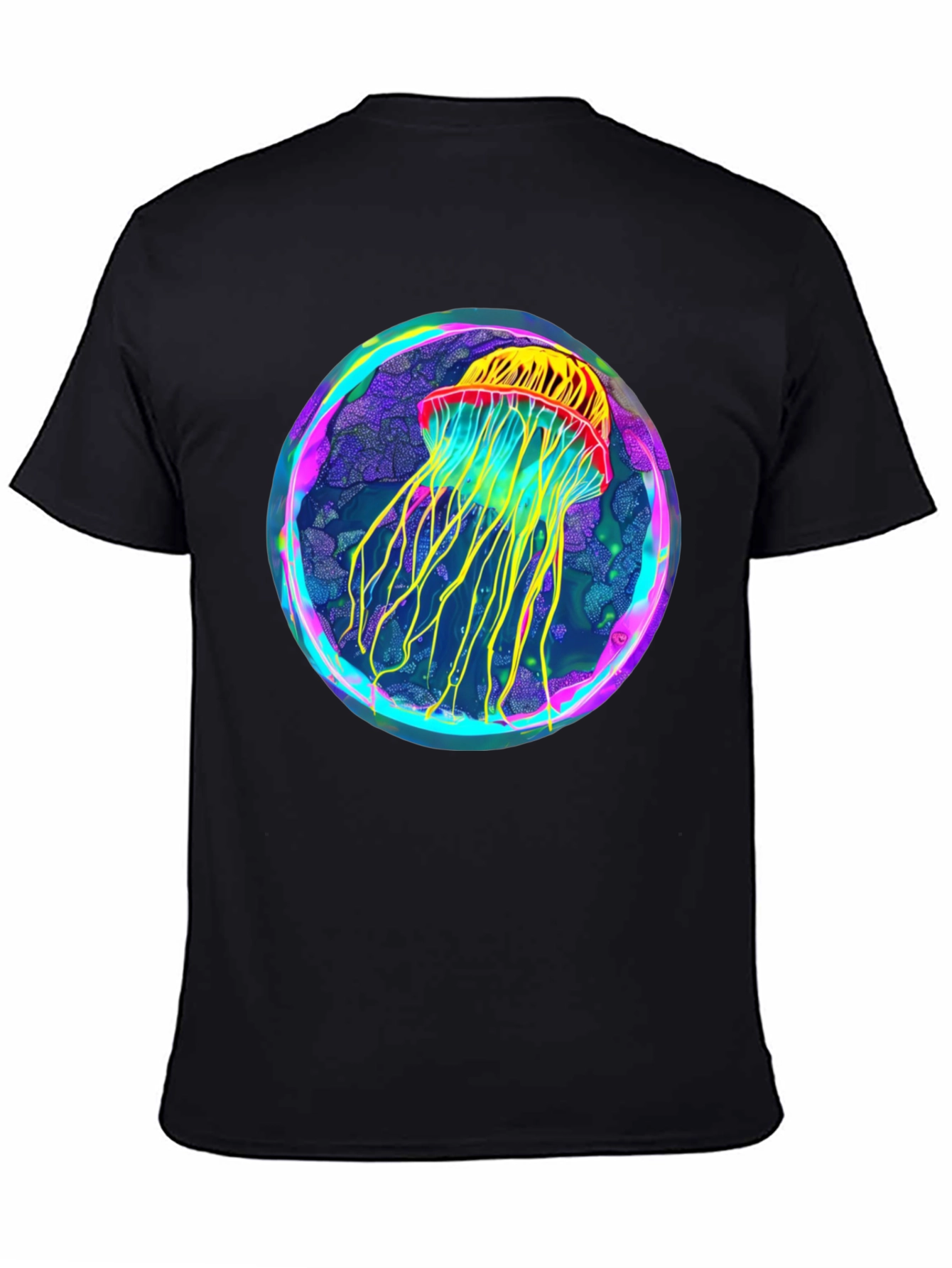 Neon Jellyfish Graphic Black Tee