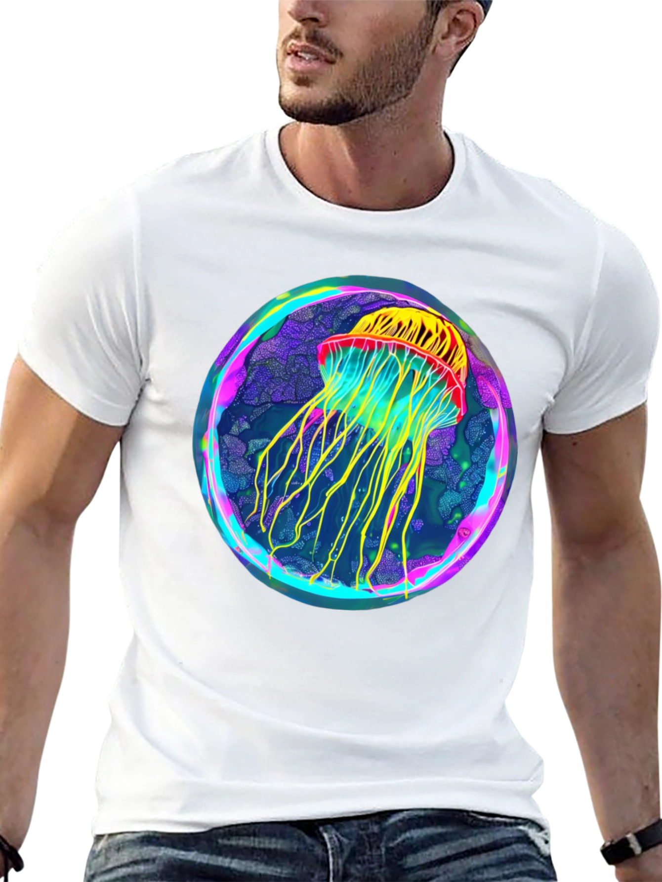 Neon Jellyfish Graphic Black Tee